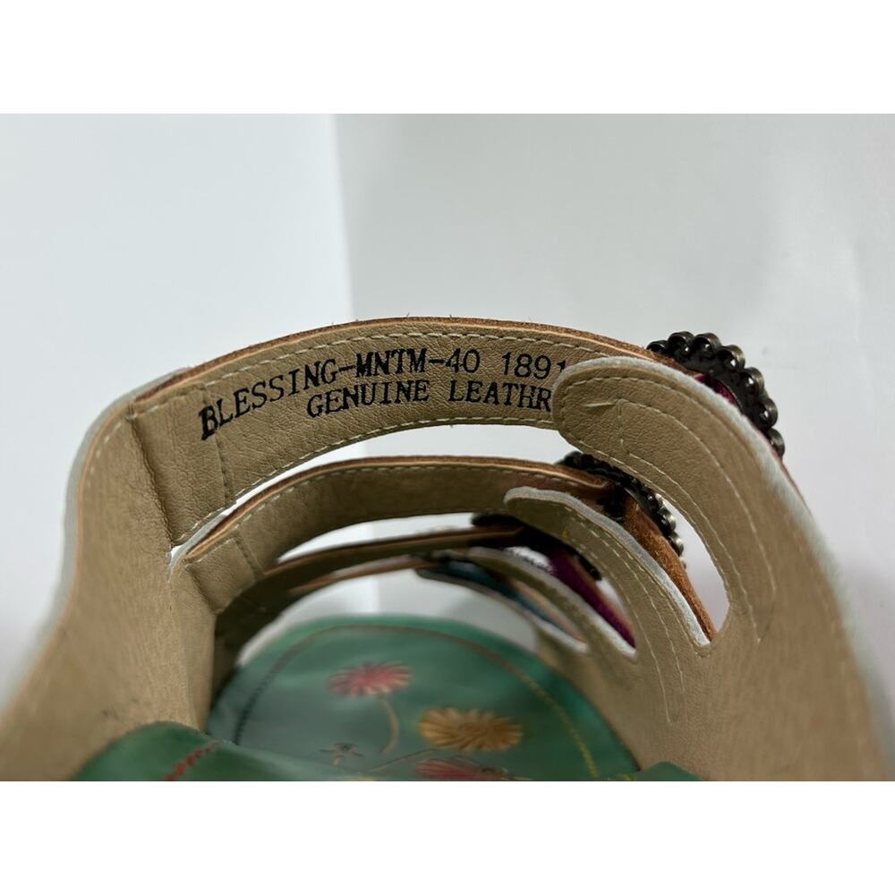 L'Artiste by Spring Step Blessing Mint Multi Leather Slide Sandals Size US 9 - Picture 7 of 7